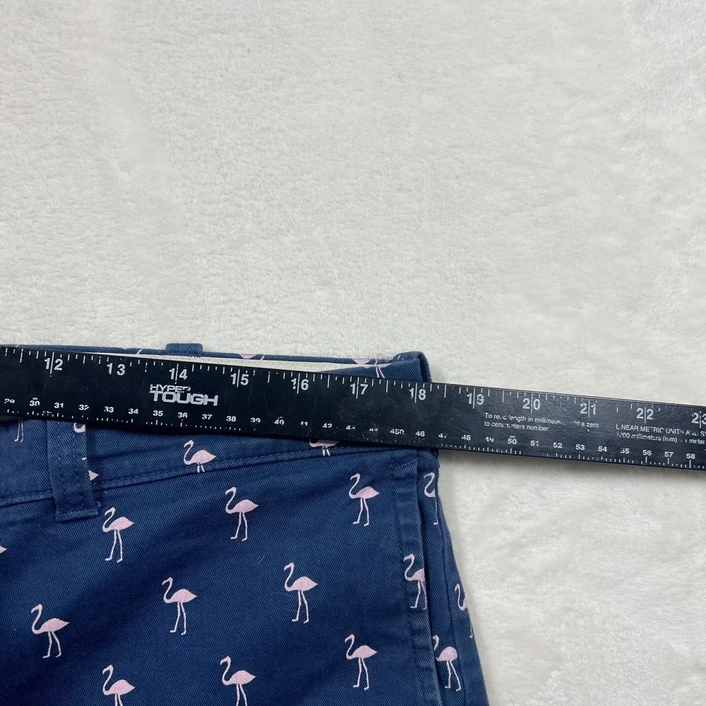 J Crew Mens 36 Navy Blue Pink Flamingo Embroidered Chino Shorts 9 Inseam Cotton